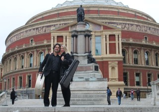 Before their performance at the Royal Albert Hall, guitarist Morgan Szymanski with Harriet Mackenzie.